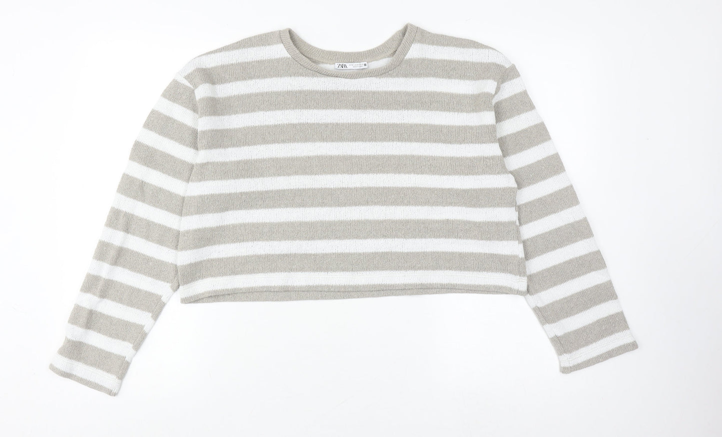 Zara Women's Beige Stripe Pullover Jumper M