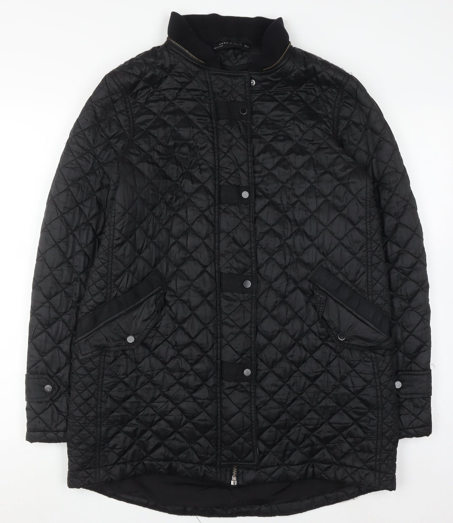 Zara Women's Black Quilted Coat Size 12