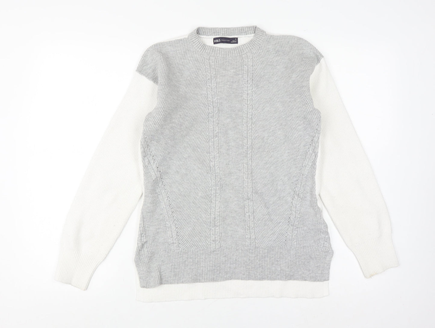 Marks and Spencer Women's Grey Cable-Knit Jumper S