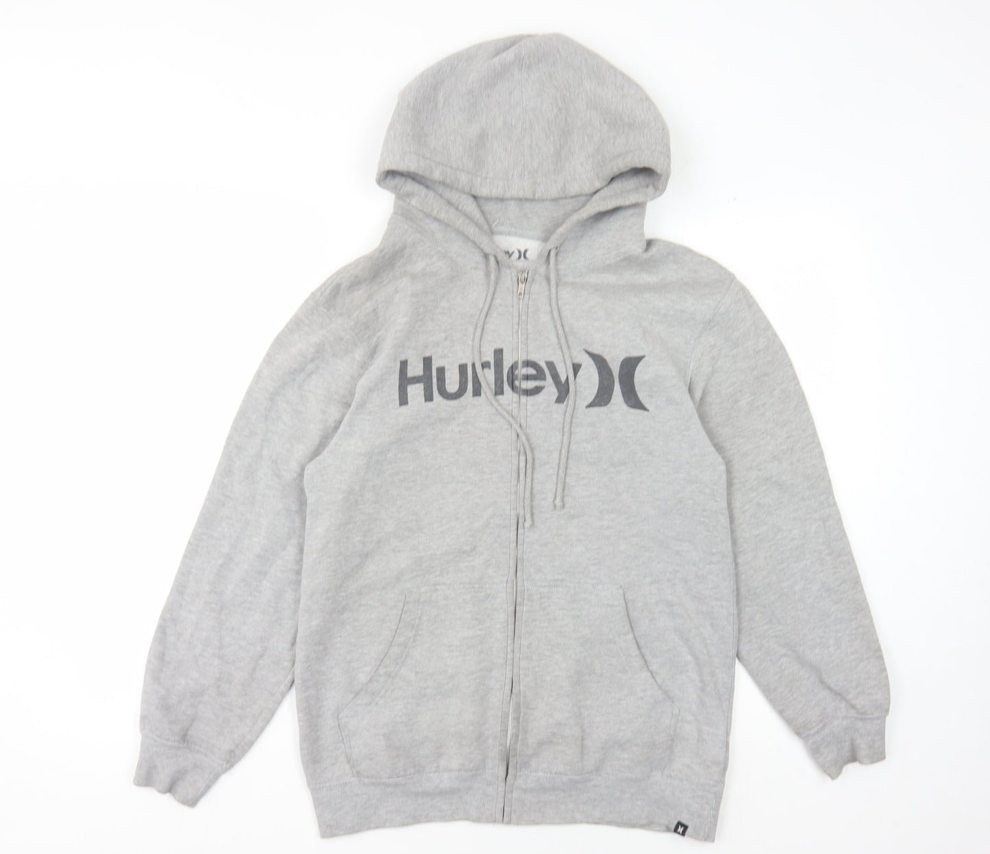 Hurley Men's Grey Full Zip Hoodie, Logo, Size Regular