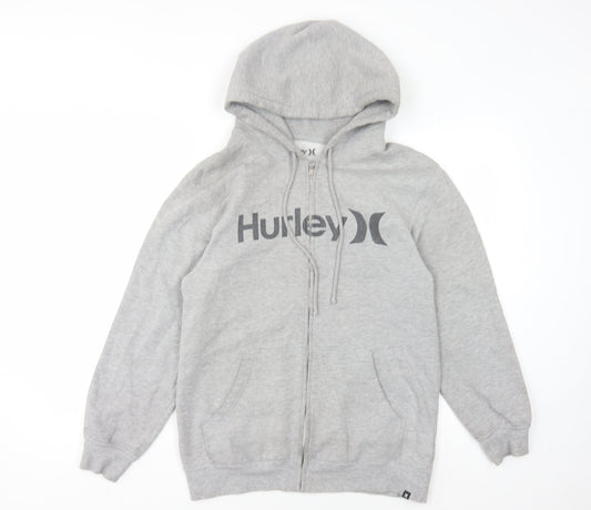 Hurley Men's Grey Full Zip Hoodie, Logo, Size Regular