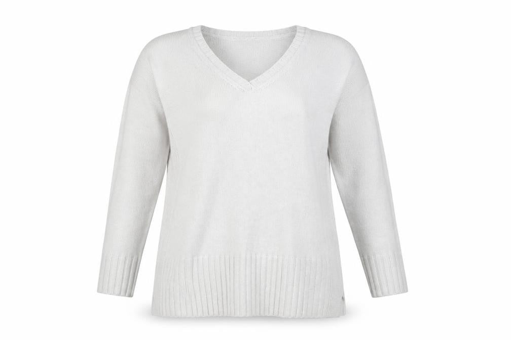 East Women's Ivory V-Neck Pullover Jumper L