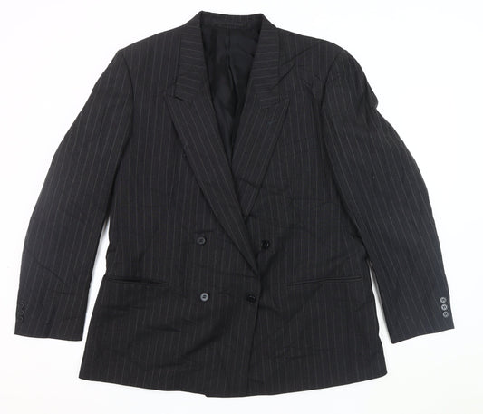 Canda Black Men's Striped Blazer 44 Mid-Length