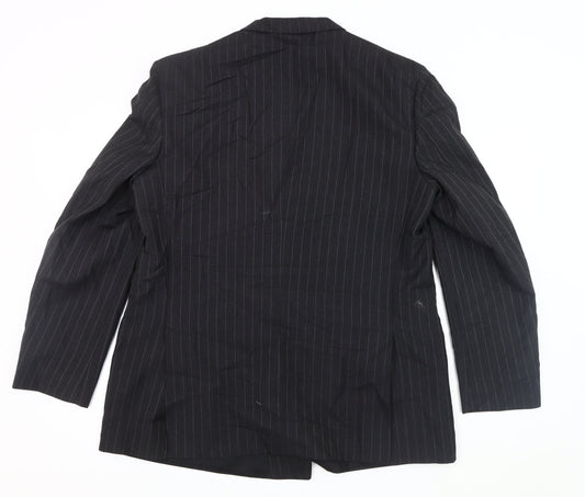 Canda Black Men's Striped Blazer 44 Mid-Length