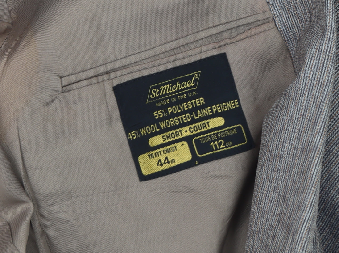 Marks and Spencer Men's Grey Blazer, Size 44S, Vintage Style