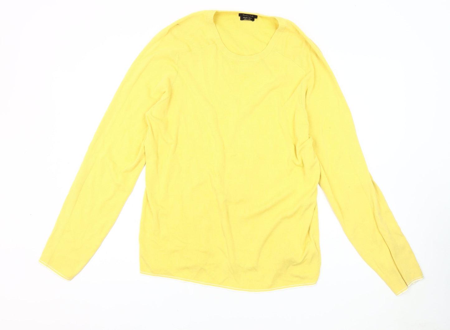 Massimo Dutti Women's Yellow Cotton Pullover Jumper L