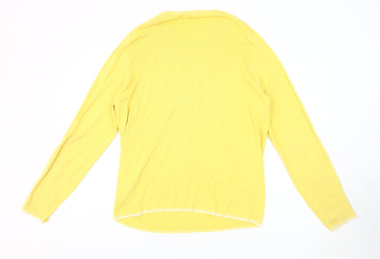 Massimo Dutti Women's Yellow Cotton Pullover Jumper L