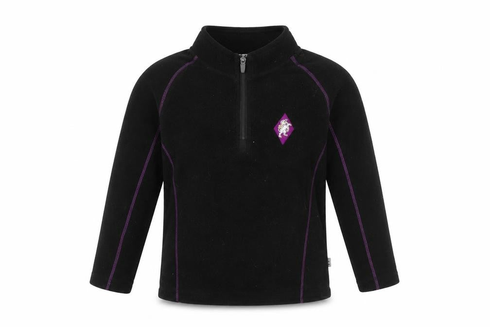 Front view of Kukri boys’ black fleece 1/4 zip hoodie age 11-12 years