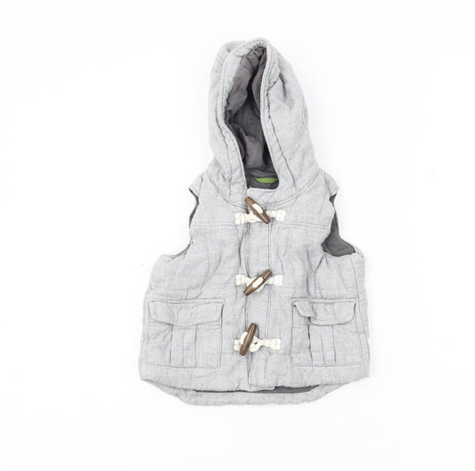 Baby Gap Grey Duffle Coat Unisex 12-18 Months with Hood