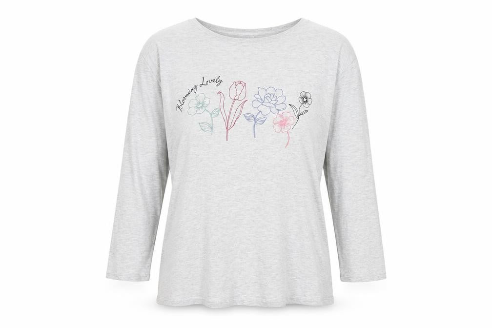 Cotton Traders Women’s Grey Floral T-Shirt Size 10