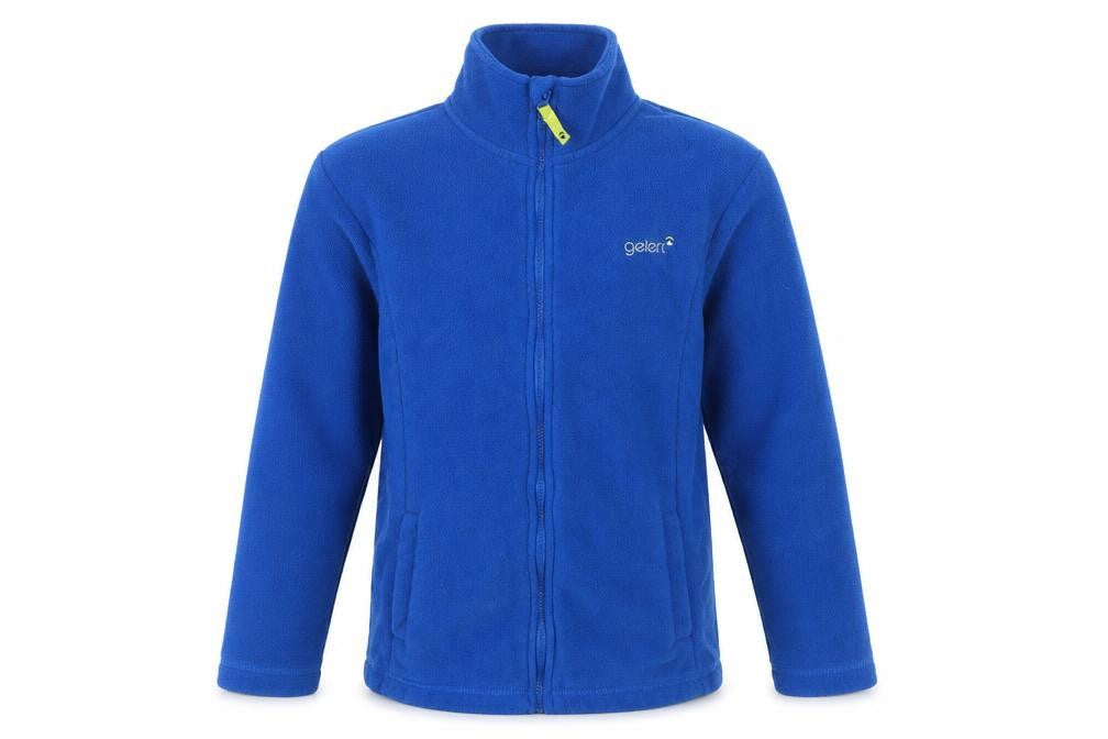 Front view of Gelert boys’ blue fleece jacket, size 13, years, outdoor hiking