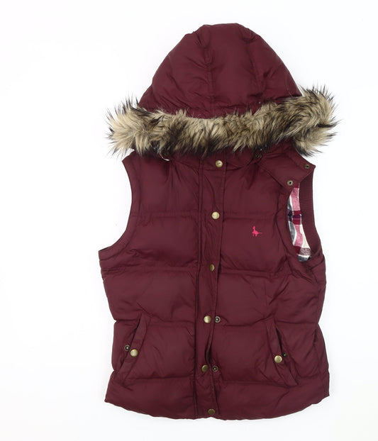 Jack Wills Women's Red Hooded Puffer Waistcoat Size 10