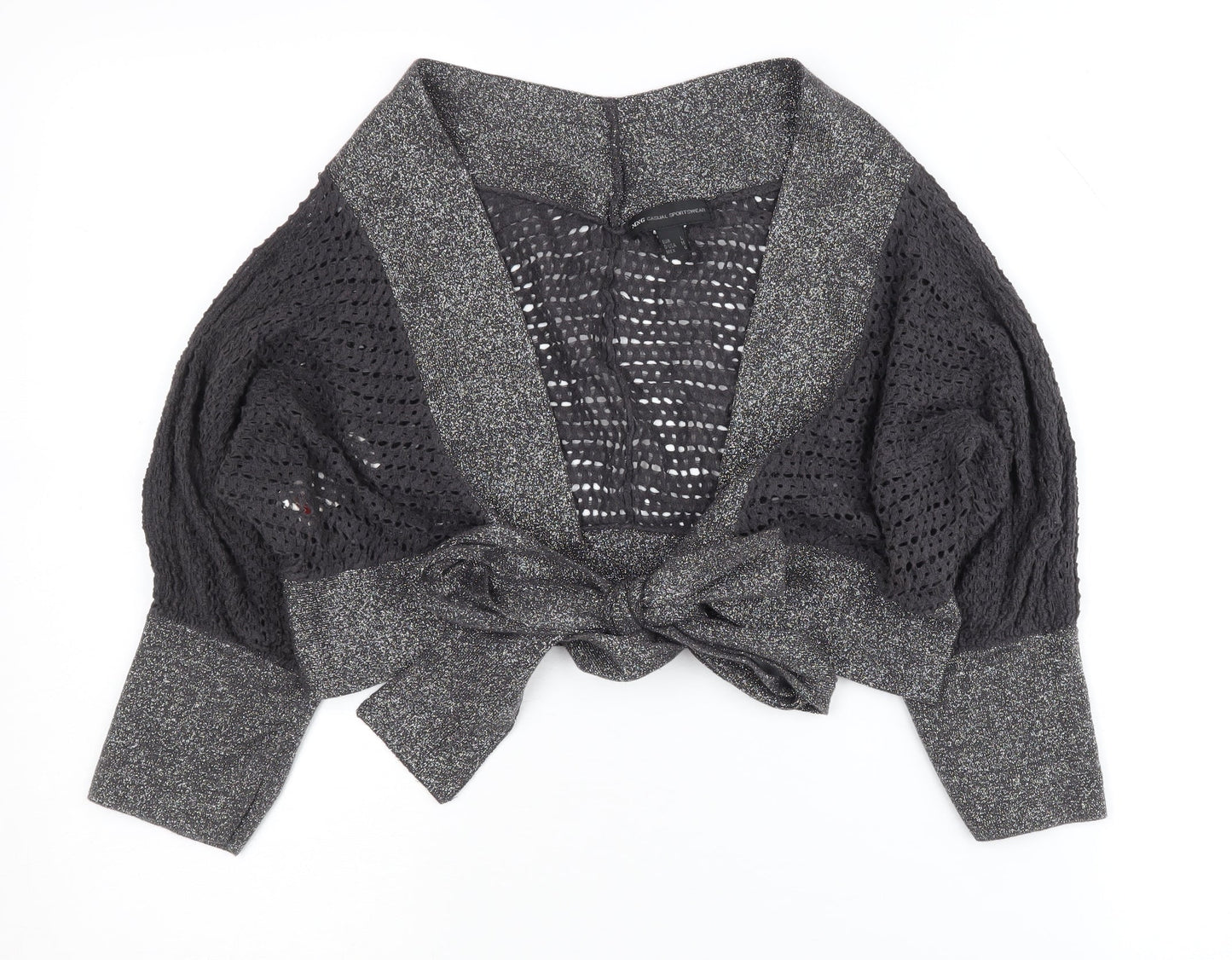 MNG Women's Black Open-Knit Shrug L