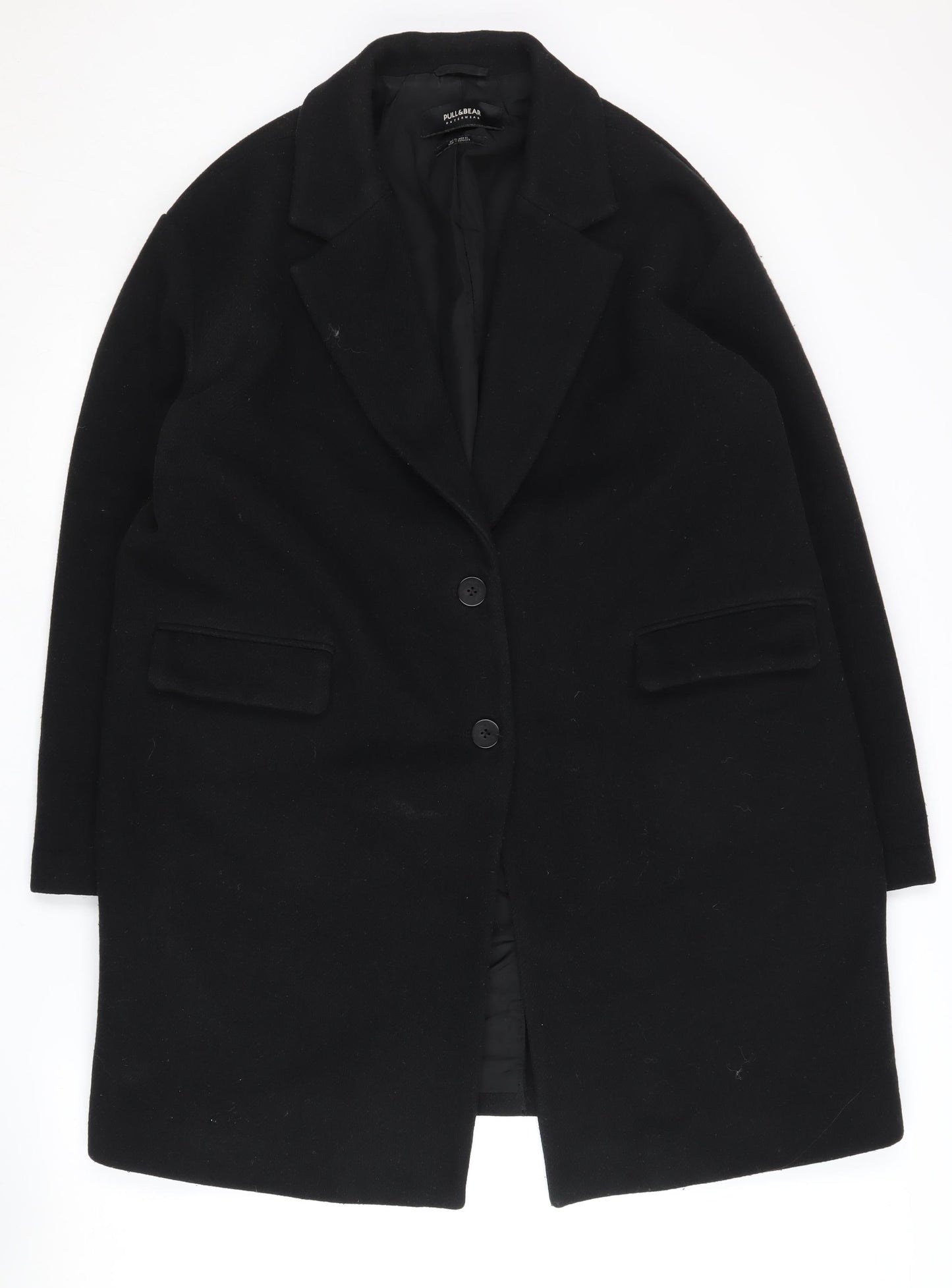 Pull & Bear Women's Black Overcoat XL