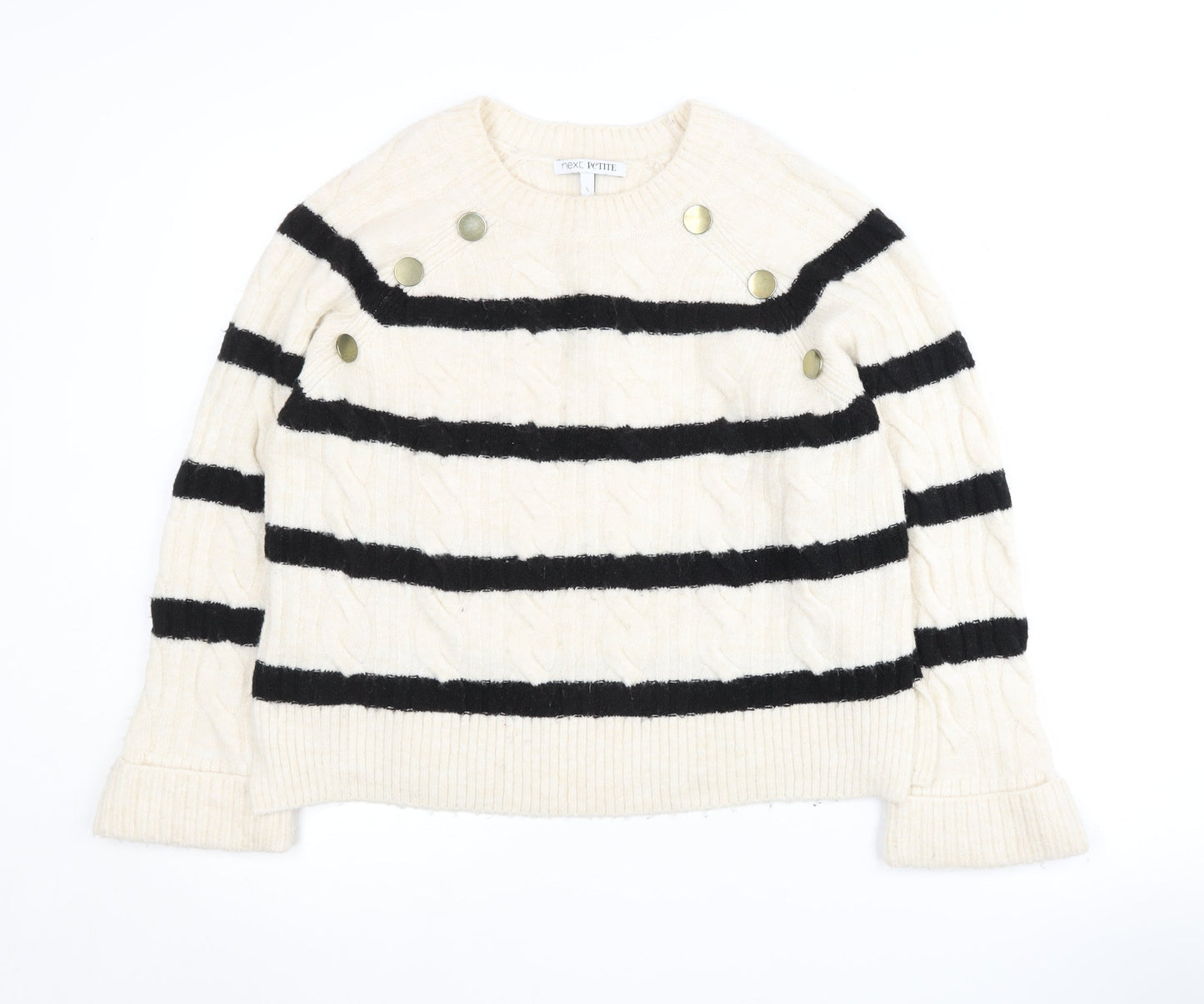 Next Women's Ivory & Black Striped Petite Jumper