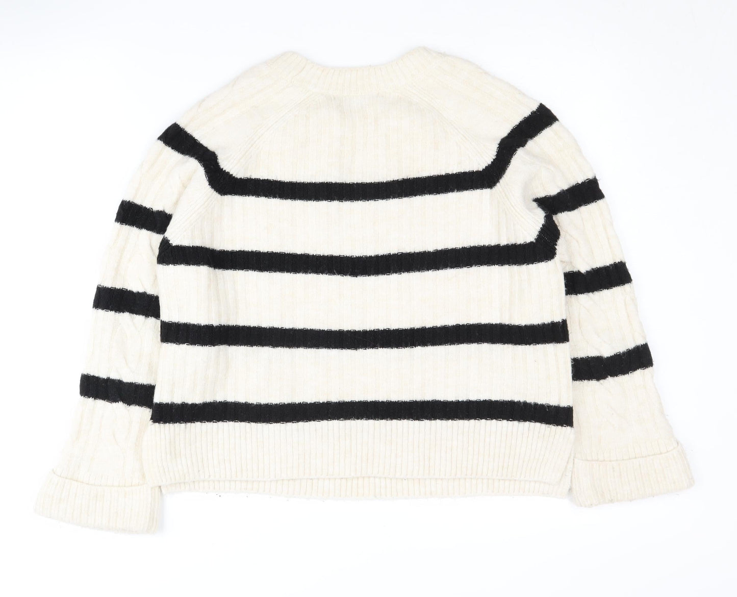 Next Women's Ivory & Black Striped Petite Jumper