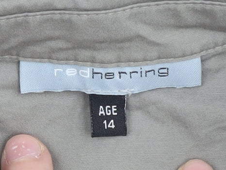 Red Herring Girls Grey Shirt Dress Age 14 with Short Sleeves
