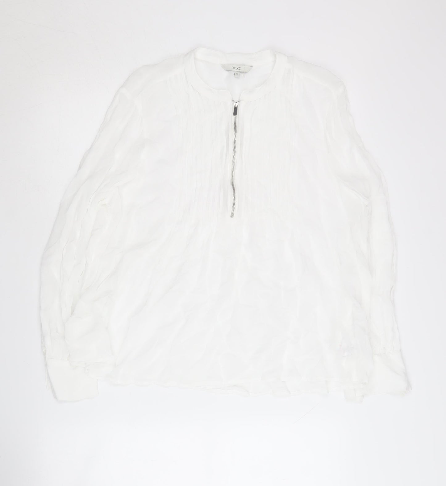 Next Women's White Long Sleeve Zip Top, Size 14