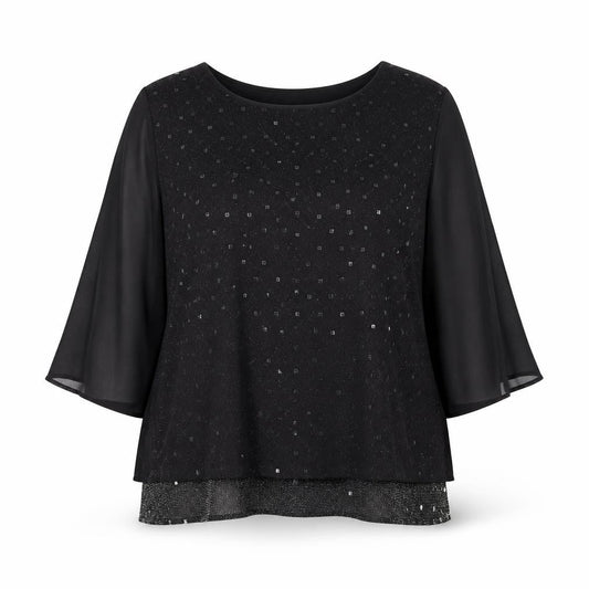 Womens UK Size XL Anna Rose Black Polyamide Blend Blouse