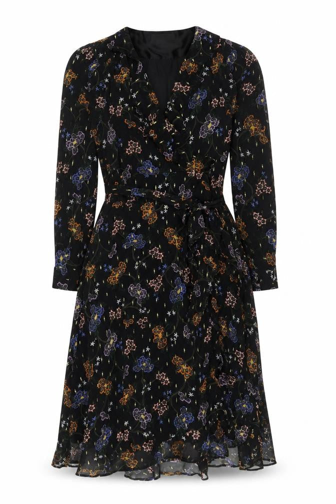Marks and Spencer Floral Black Dress Women Size 8