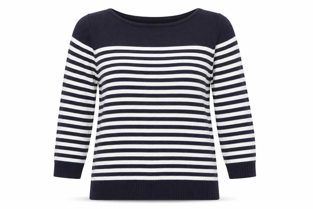 Damart Women's Boat Neck Striped Jumper - Black M