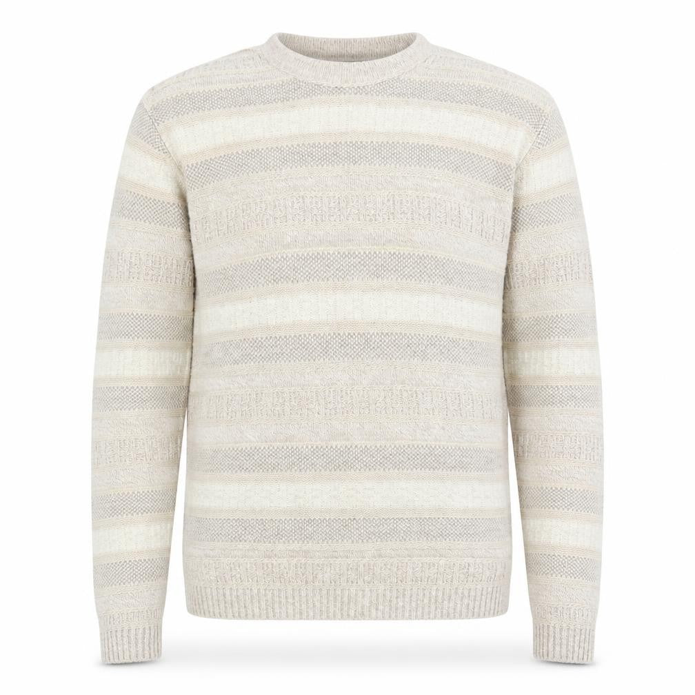 Front view of CASUAL CLUB Men’s Beige Striped jumper S