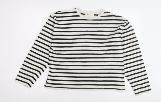 Pull & Bear Women's Striped T-Shirt, White, S, Jersey Top