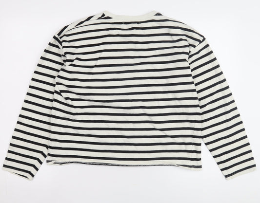 Pull & Bear Women's Striped T-Shirt, White, S, Jersey Top