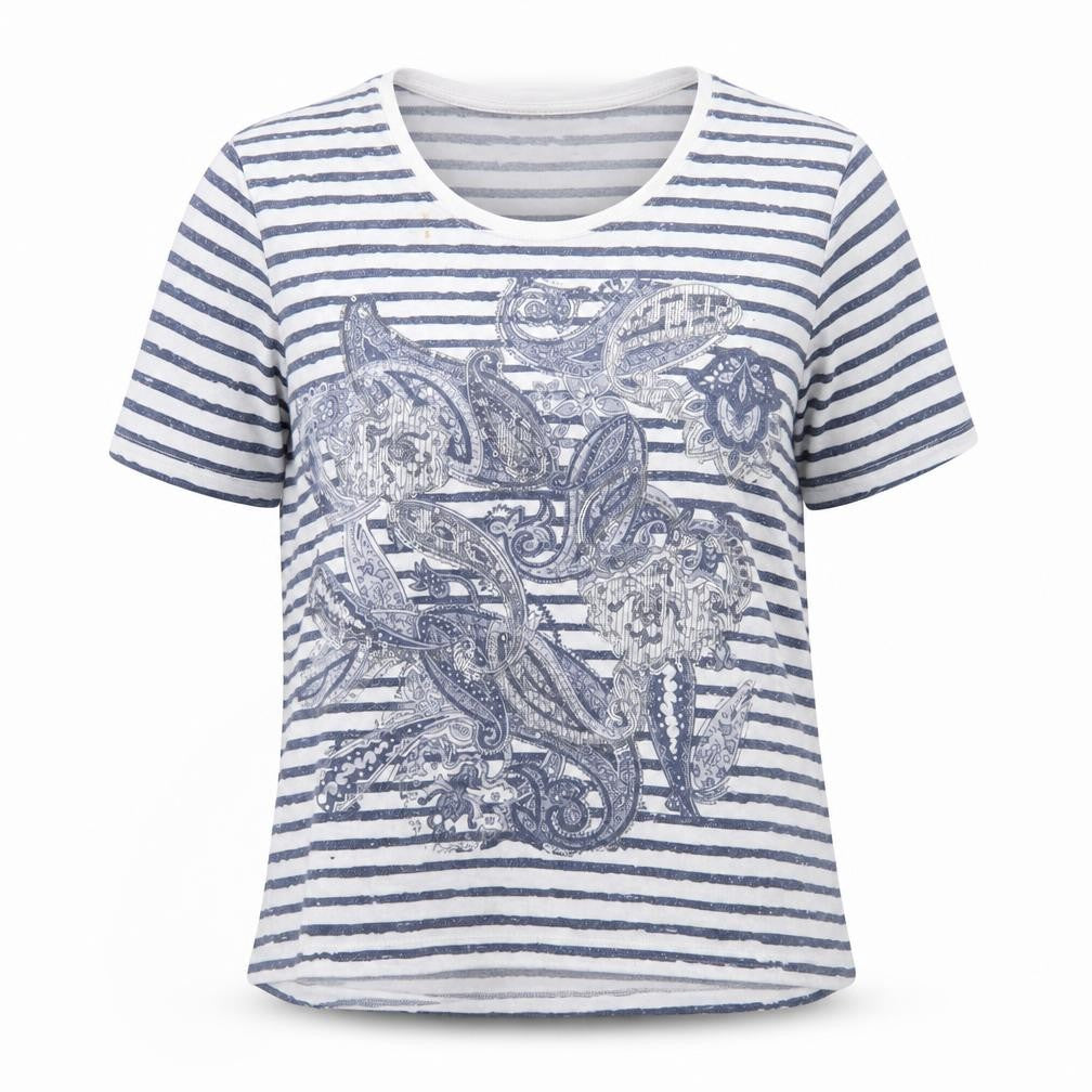 Womens UK Size 16 Betty Barclay Blue Cotton Blend T-Shirt