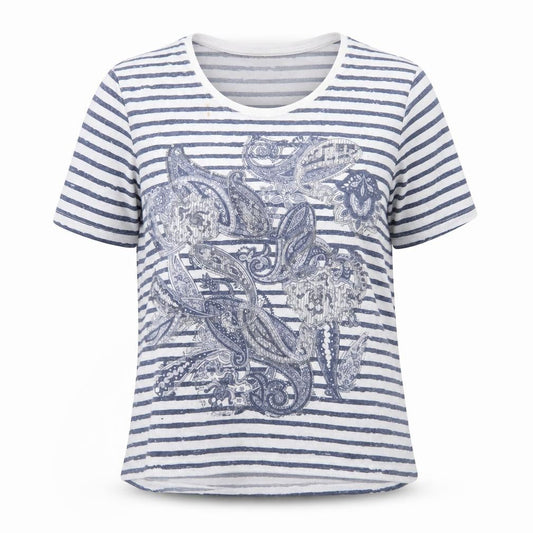 Womens UK Size 16 Betty Barclay Blue Cotton Blend T-Shirt