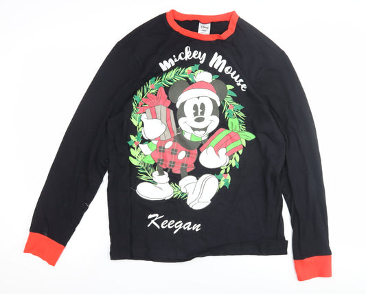 Disney Men's Black Mickey Mouse Christmas T-Shirt Large