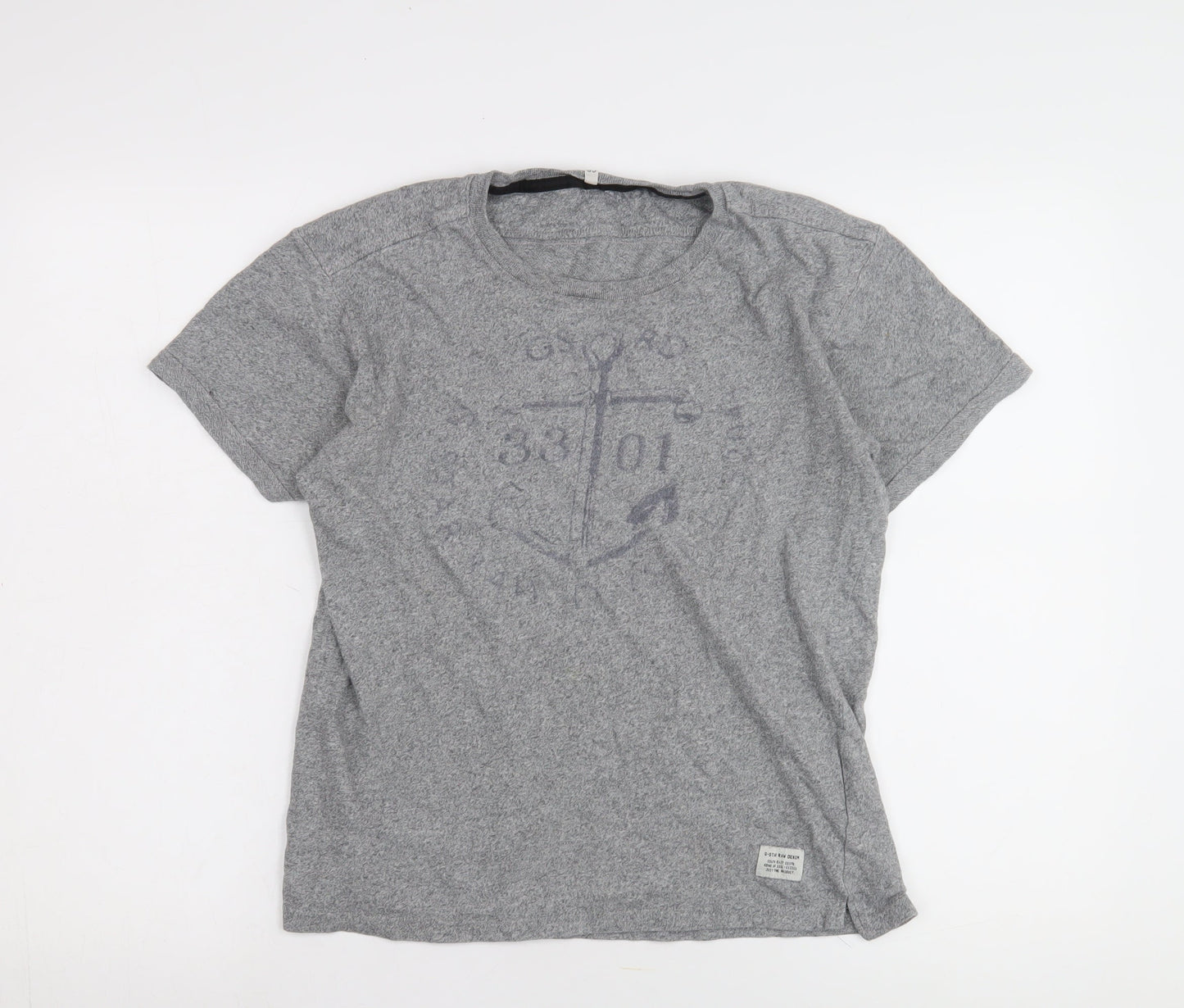 G-Star Unisex Grey M T-Shirt, Casual Jersey Crew Neck