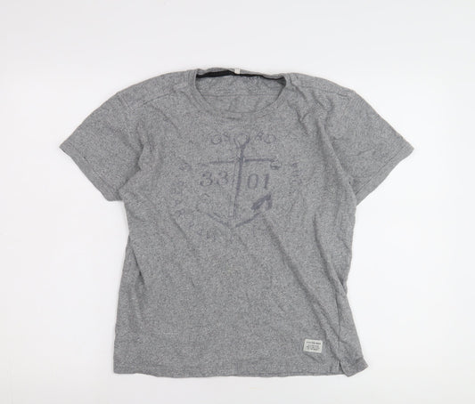 G-Star Unisex Grey M T-Shirt, Casual Jersey Crew Neck