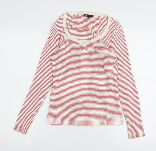 Gap Women's Red & White Striped Long Sleeve T-Shirt