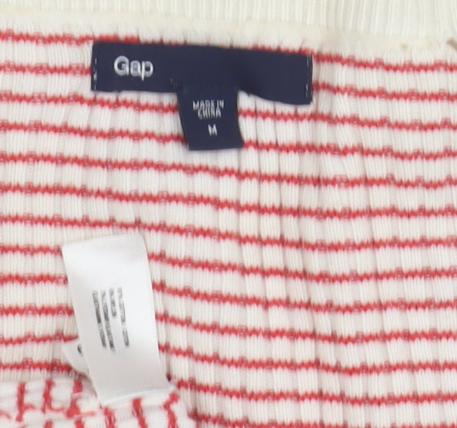 Gap Women's Red & White Striped Long Sleeve T-Shirt