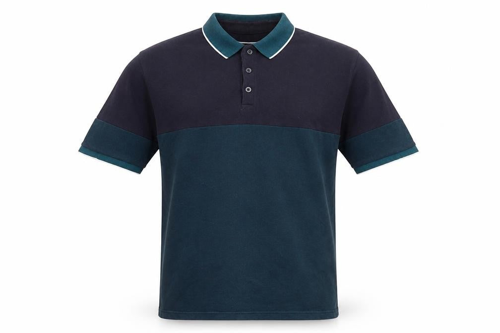 Red Herring Men's Blue Colourblock Polo, Large