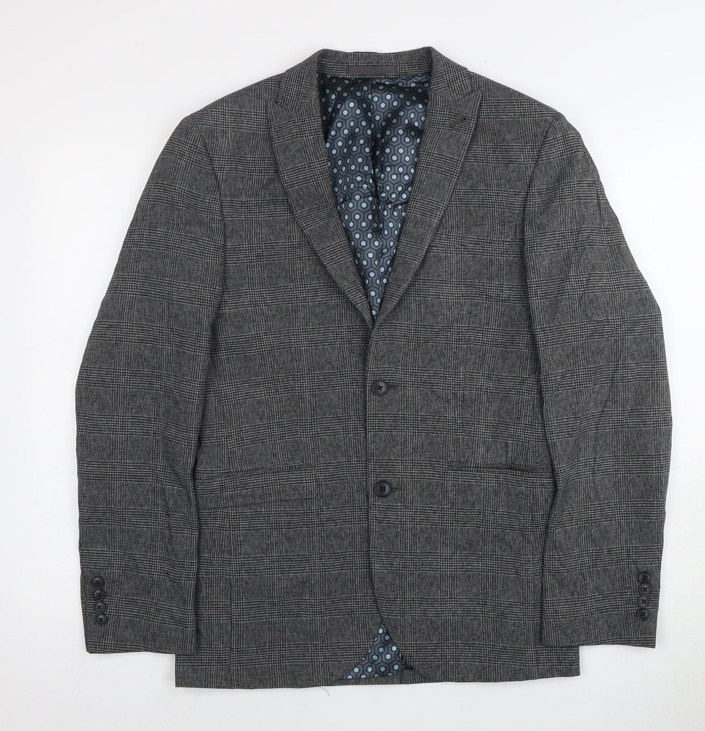 Next Men's Grey Check Blazer Regular Fit 36R