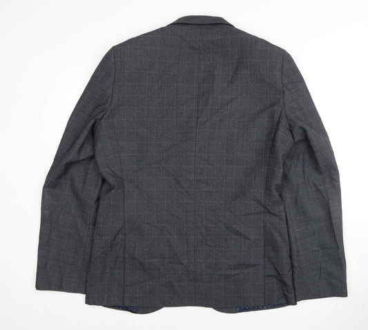 Next Men's Grey Checked Blazer, Size 42L Formal Jacket