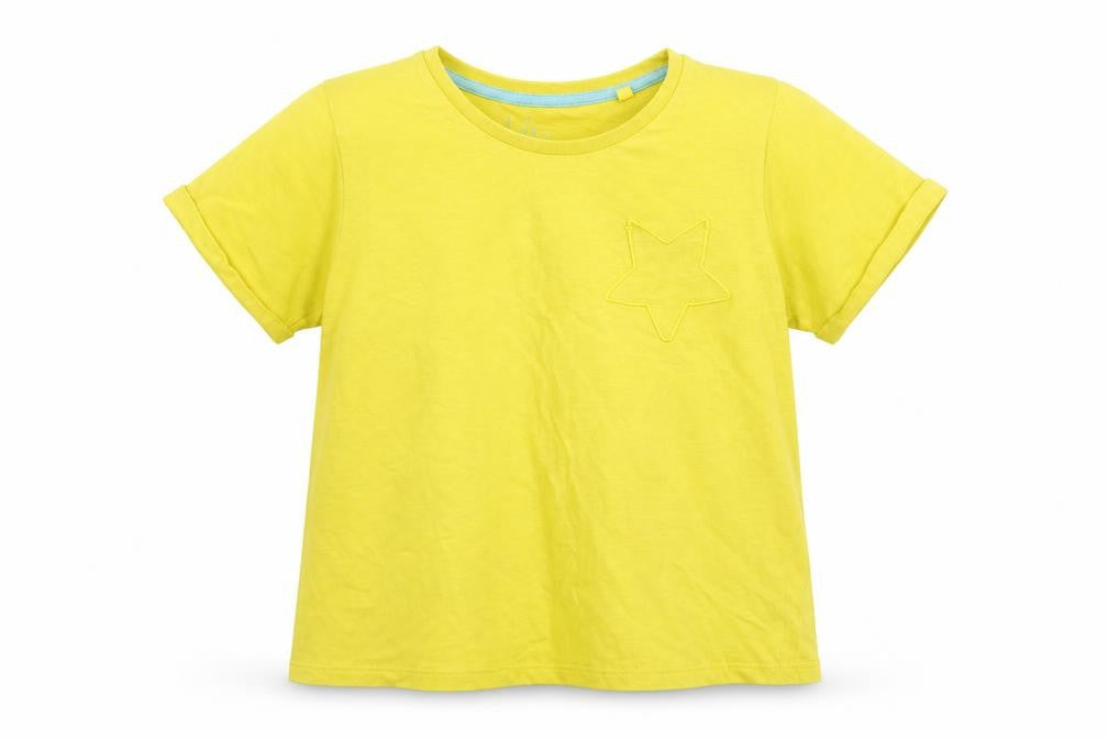 Front view of Boden girls’ yellow cotton crew neck t-shirt 11-12 years