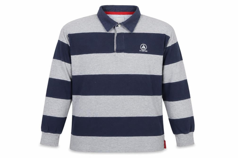 Ivy Oxford Men's Blue & Grey Striped XL Polo
