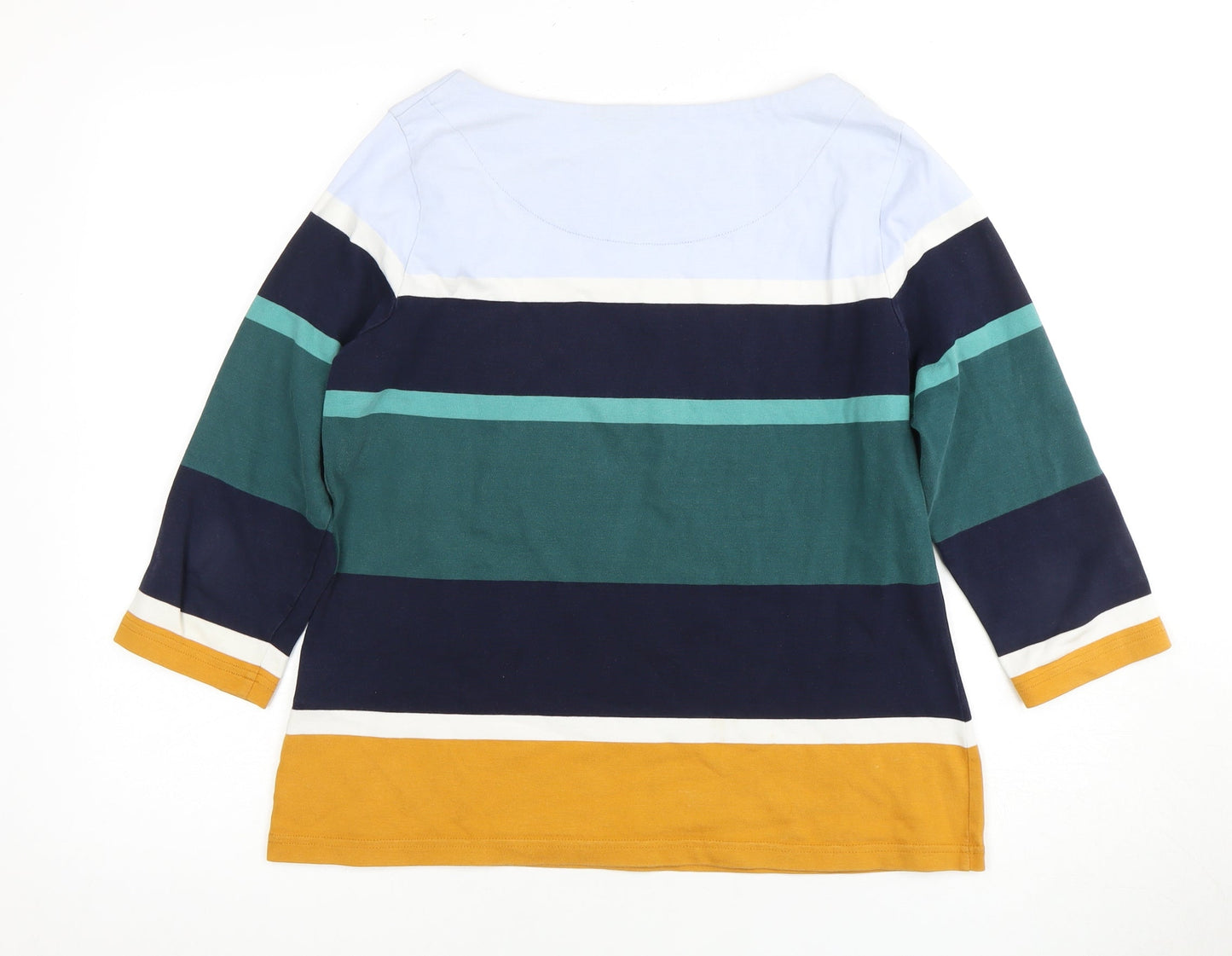 White Stuff Women's Multicoloured Striped 3/4 Sleeve Cotton Top
