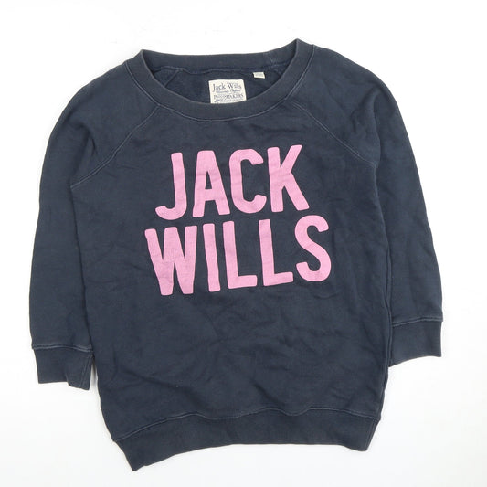 Jack Wills Women's Blue Logo Sweatshirt Size 12