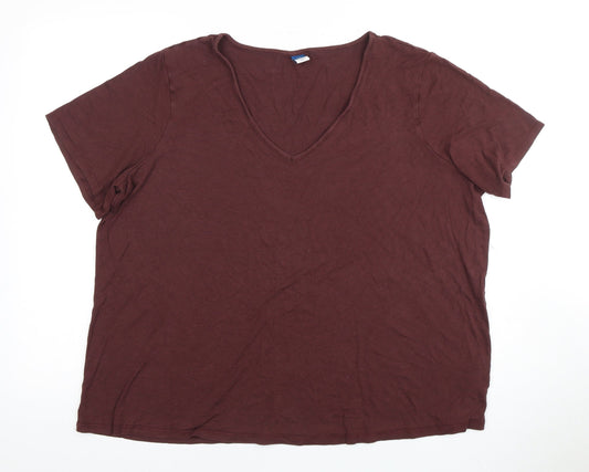 Old Navy Women's Brown V-Neck T-Shirt XL