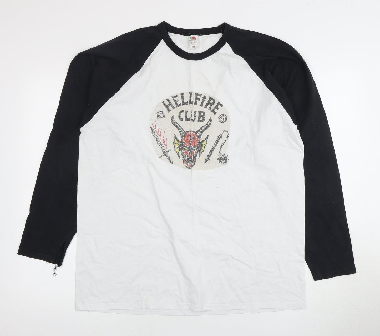 Fruit of the Loom Men's XL Black/White Graphic T-Shirt