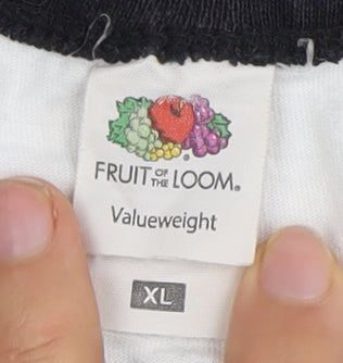 Fruit of the Loom Men's XL Black/White Graphic T-Shirt