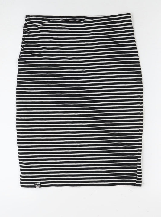 Superdry Women's Black Striped Pencil Skirt Size 6