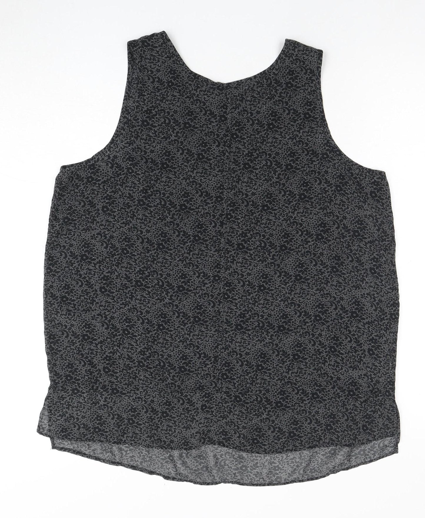 Gap Women's Black Floral Sleeveless Blouse Size 14