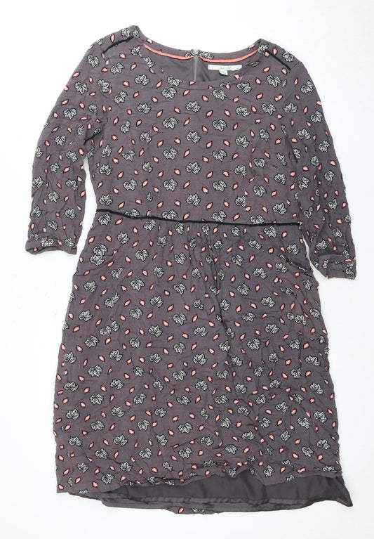 Boden Women's Floral Dress Size 12 Multicoloured Long Sleeve