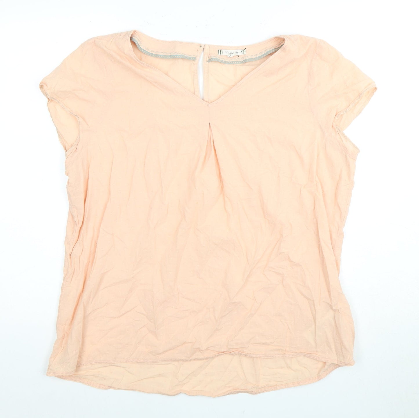 White Stuff Women's Beige Blouse UK 16 V-Neck Cotton