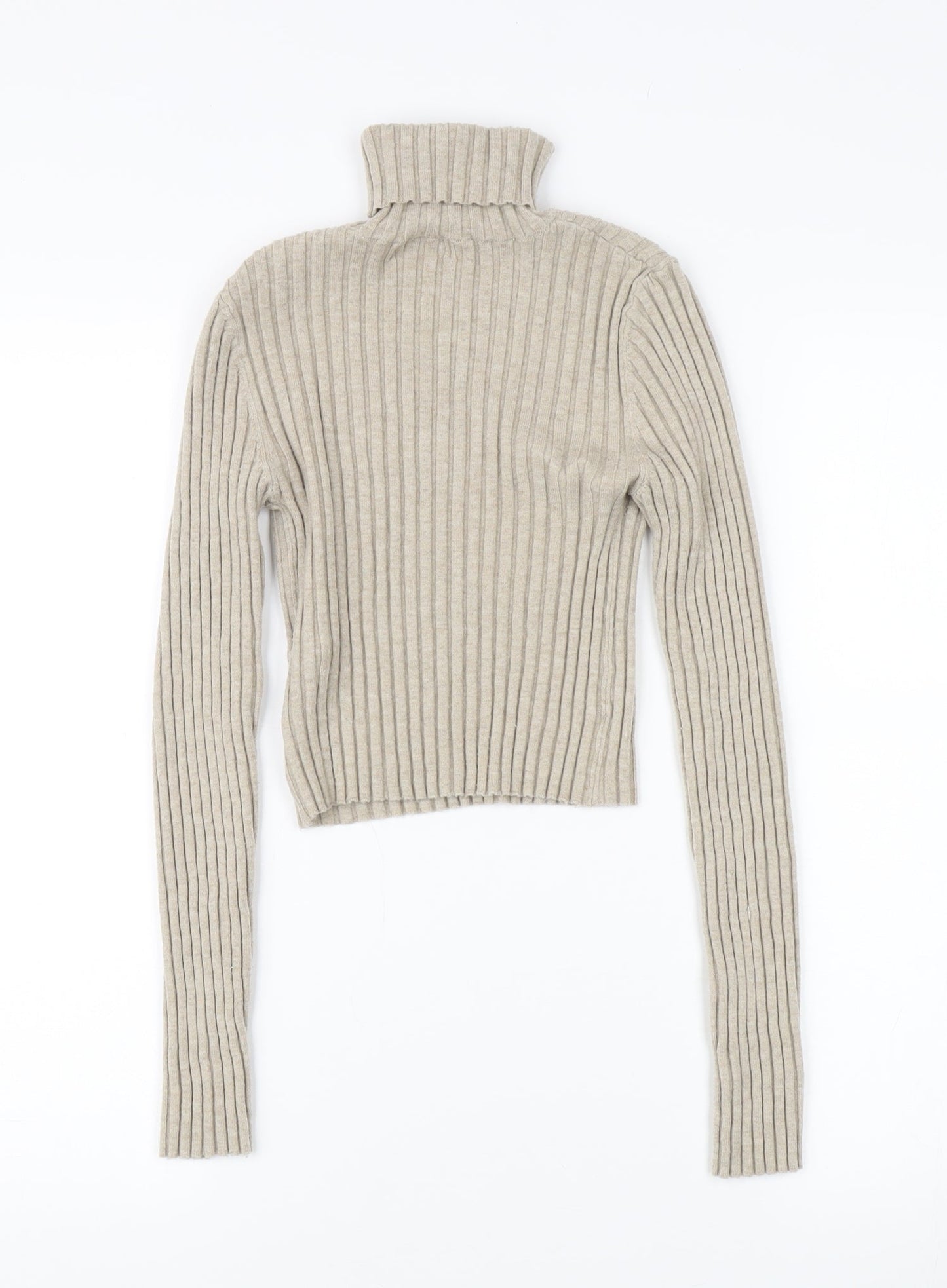 Bershka Women’s Beige Roll Neck Pullover Jumper Size S